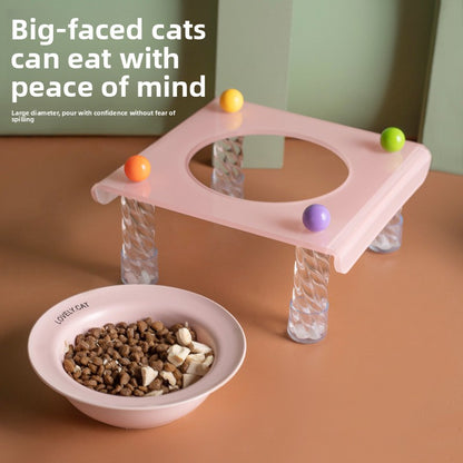 Elevated Dog Bowl with Neck Protection Macaron Series Acrylic Stand Ceramic Cat Food Bowl Non Slip Pet Feeder for Small Medium Dogs Cats