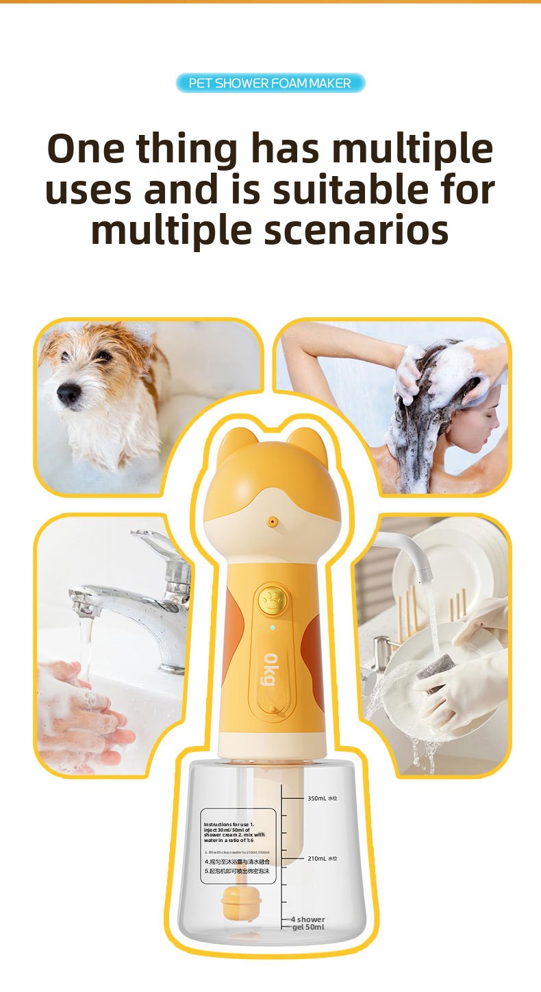 Smart Pet Bubble Machine with Cute Deer Look for Dog Cat Shower