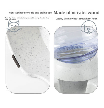 Large Capacity 3.8L Automatic Pet Feeder Dog Waterer Bowl Wheat Straw Eco Friendly Pet Supplies