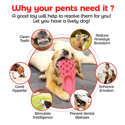 Durable Rubber Dog Chew Toy Slipper Shape for Self Entertainment Teeth Cleaning