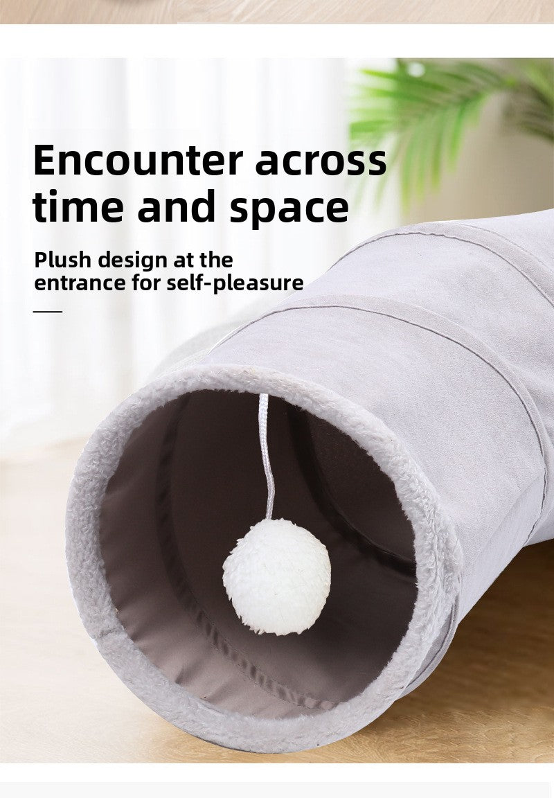 Pet Supplies Suede S-Shaped Foldable Cat Tunnel Plaything