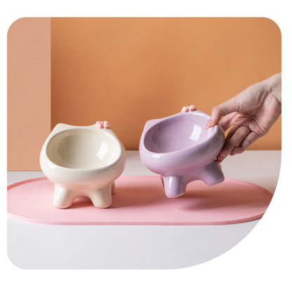 Cute Cat Bowl Ceramic Elevated Cat Food and Water Bowl Set with Non Slip Base Slow Feeder Design for Cats and Small Dogs Pet Supplies