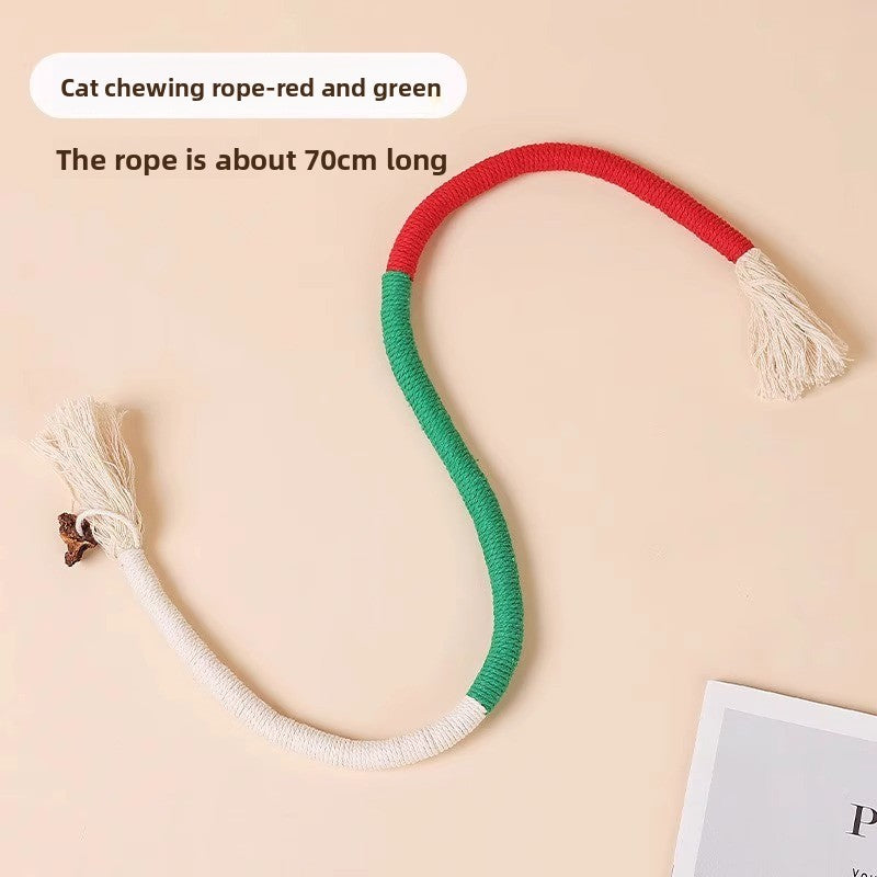 Cat Teaser Chew Rope Toy Self Fun Boredom Easing Teeth Grinding Wand Accessory