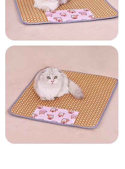 Cooling Mat Pet Bed Mat for All Seasons Rattan Teddy Cat Dog Summer Use