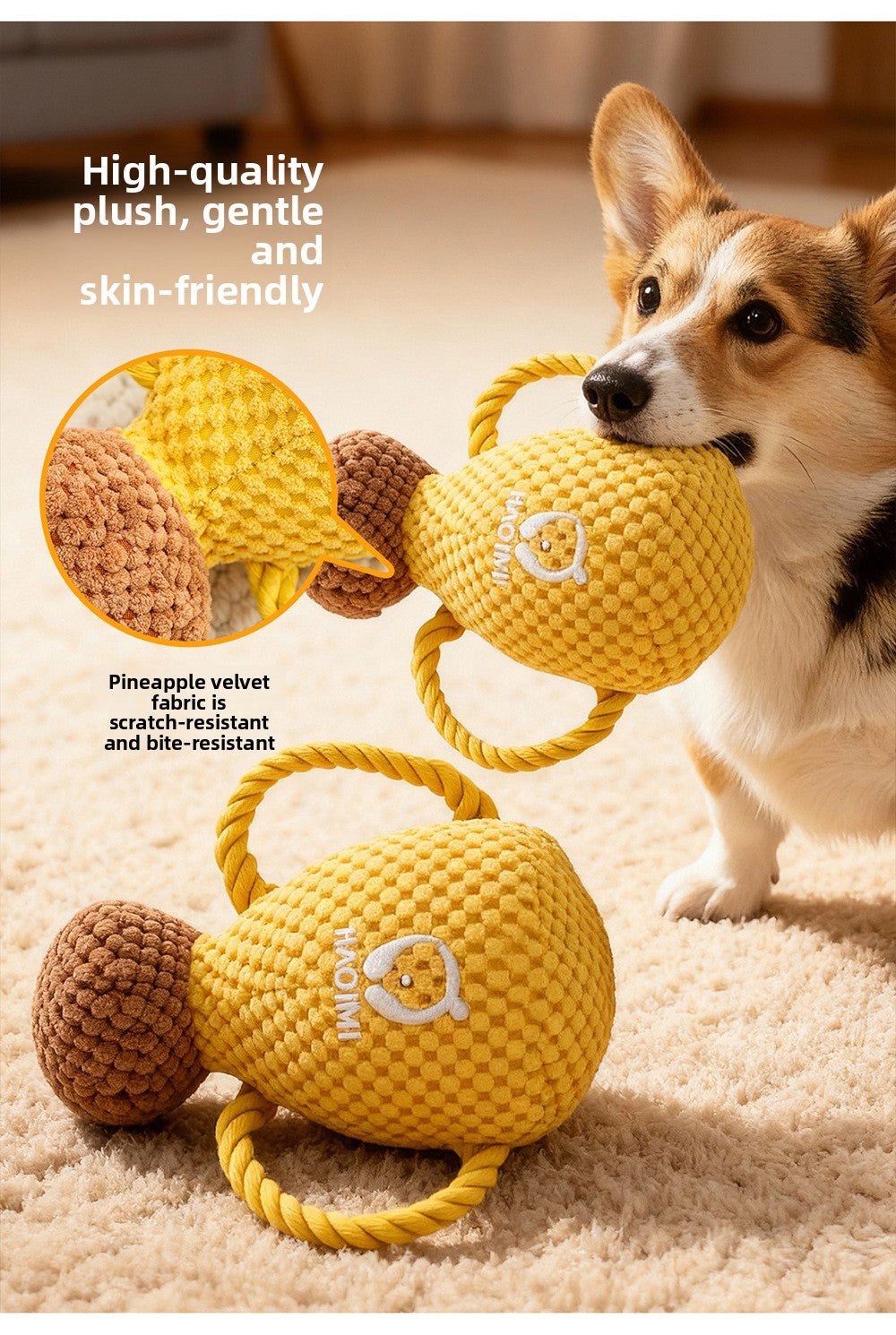 Durable Cotton Rope Dog Chew Toy with Squeaker Sound Interactive Plush Puppy Toys for Boredom Relief and Dental Health Pet Supplies