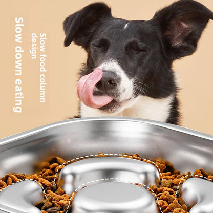 Stainless Steel Slow Feed Pet Bowl