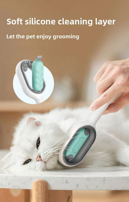 Reusable Pet Hair Removal Comb with No Wash Sticky Wipes Cat Dog Grooming Brush for Shedding Control and Furniture Carpet Clothes Fur Cleaning