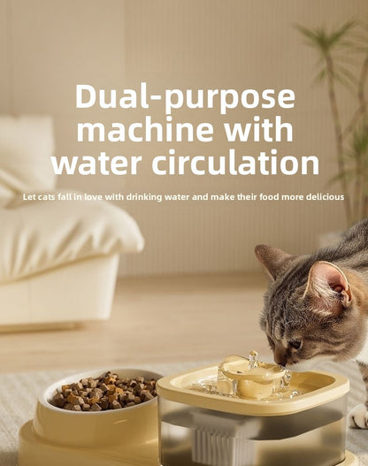Anti Tip Electric Water Dispenser Cat Bowl with Large Capacity Integrated Circulating Food Water Fountain