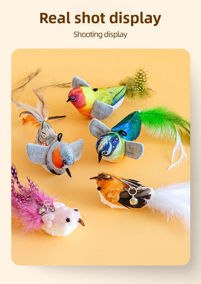 Realistic Bird Feather Bell Replacement Head for Cat Teaser Wand Pet Toy