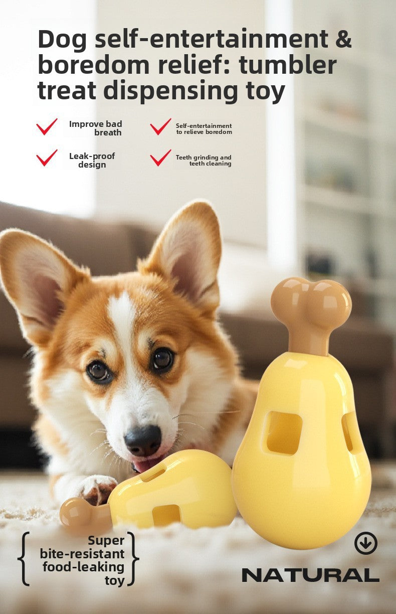 Automatic Treat Dispensing Ball for Dogs Interactive Puzzle Chew Toy Chicken Leg Shape Long Lasting Chewer Toy for Teeth Grinding and Boredom