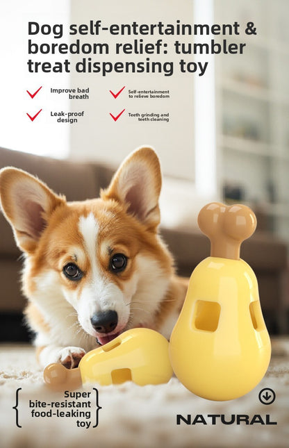 Automatic Treat Dispensing Ball for Dogs Interactive Puzzle Chew Toy Chicken Leg Shape Long Lasting Chewer Toy for Teeth Grinding and Boredom