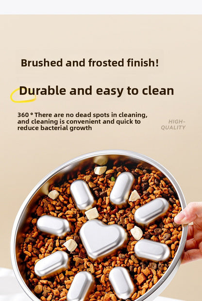 304 Stainless Steel Slow Feeder Heart Bowl for Cats and Dogs