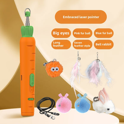 Carrot Laser Cat Teaser Infrared Laser Light Cat Teaser Feather Bell Pet Supplies