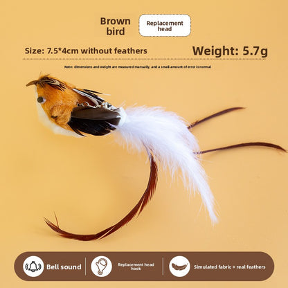 Realistic Bird Feather Bell Replacement Head for Cat Teaser Wand Pet Toy