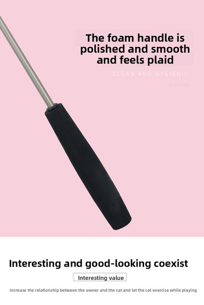 Three-Section Telescopic Feather Cat Toy Teaser Wand Replaceable Head Set