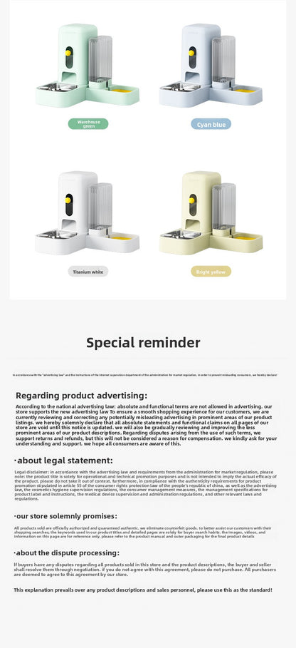 Stainless Steel Cat Bowl Dog Bowl Automatic Water Dispenser with Dry Wet Food Separation Large Capacity Pet Feeder Drinking Fountain Quiet Pump