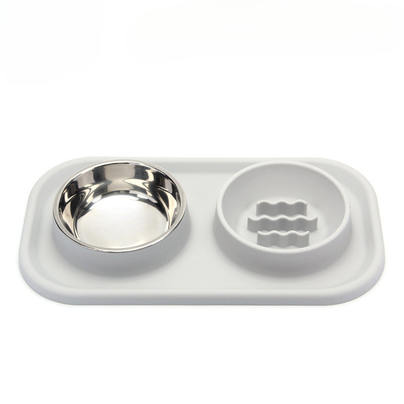 Pet Bowl Double Bowl Food Grade Silicone Cat and Dog Bowl Slow Food Bowl Slow Food Bowl Small Stainless Steel Dog Bowl Pet Supplies