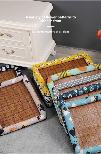 Pet Supplies Summer Cooling Mat Nest Rattan Woven Ice Bed for Cats Sleep