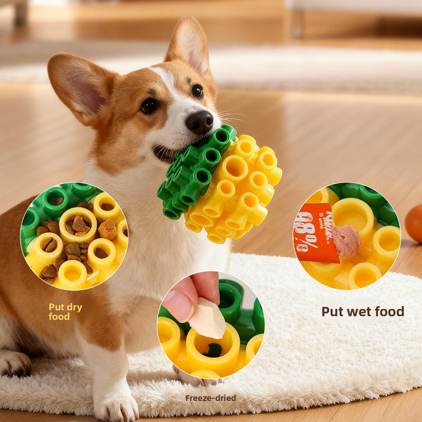 Interactive Dog Toy Treat Dispensing Ball for Teeth Cleaning Training Cube Food Puzzle Boredom Reliever Durable Chew Toy for Dogs