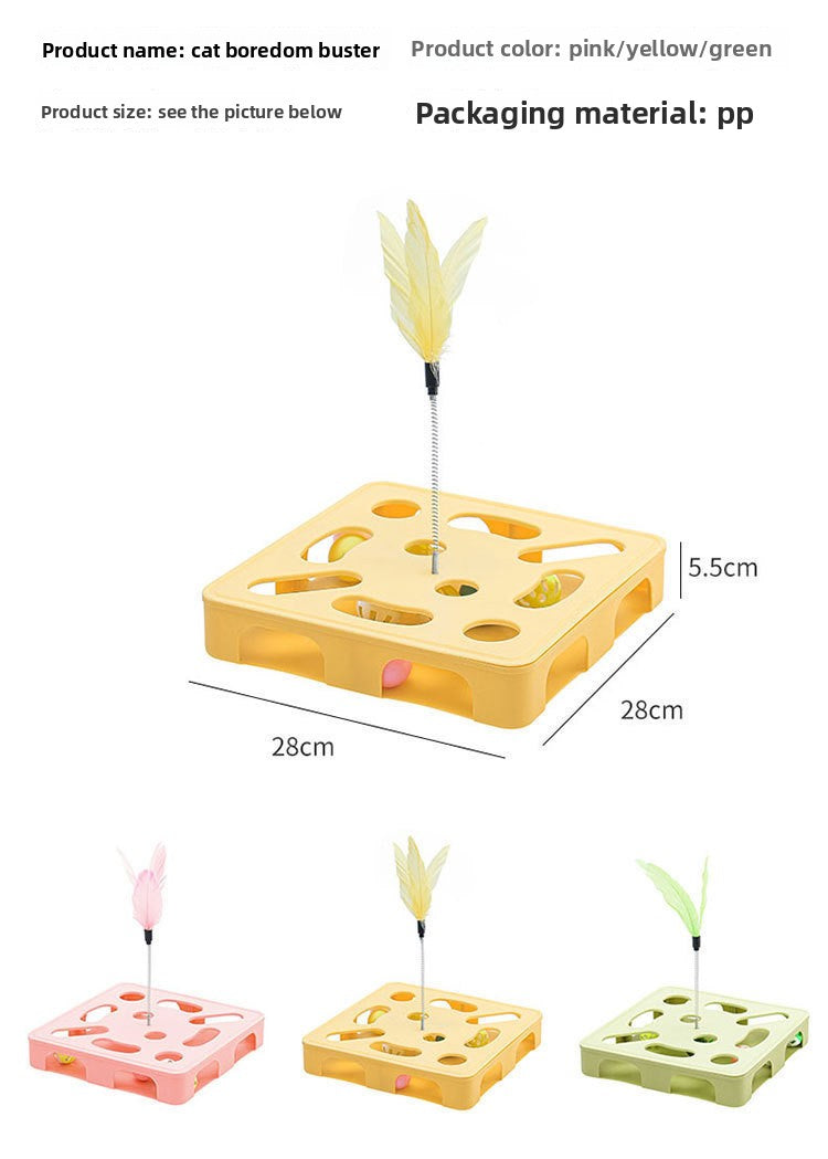 Cat Teaser Wand Toy Self-Entertainment Boredom Relief Energy Consuming Fun Kitten Educational Game Box Bell Maze Box