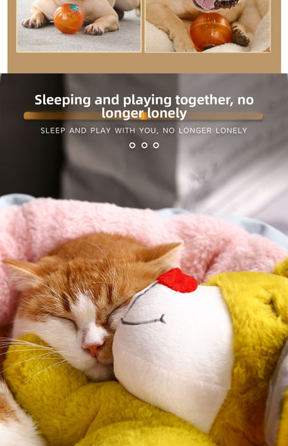 Durable Pet Comfort Pillow Puppy Shape with Simulated Heartbeat Warm Plush Sound Toy