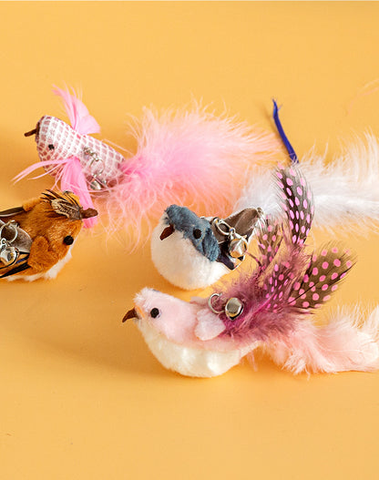 Realistic Bird Feather Bell Replacement Head for Cat Teaser Wand Pet Toy