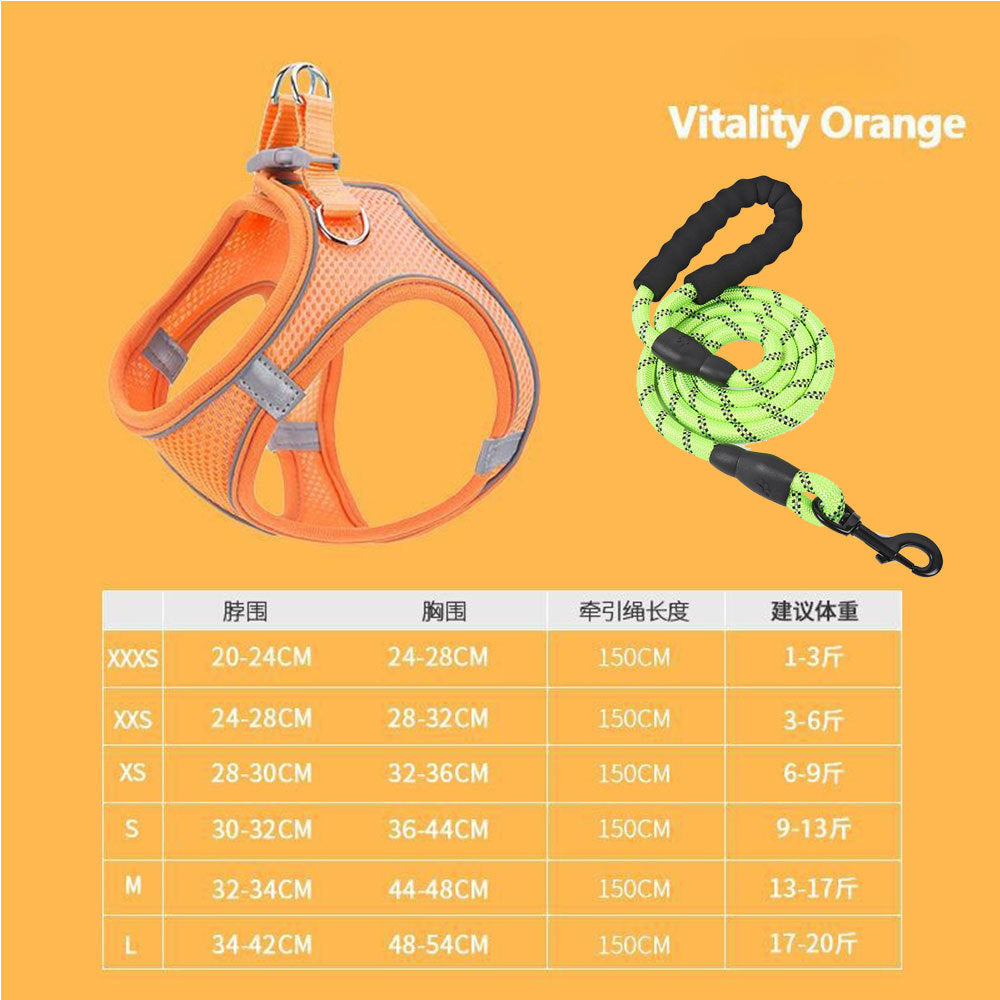 New Pet Vest-Style Pet Harness Reflective Breathable Cat Dog Leash Walking Leash Dropshipping