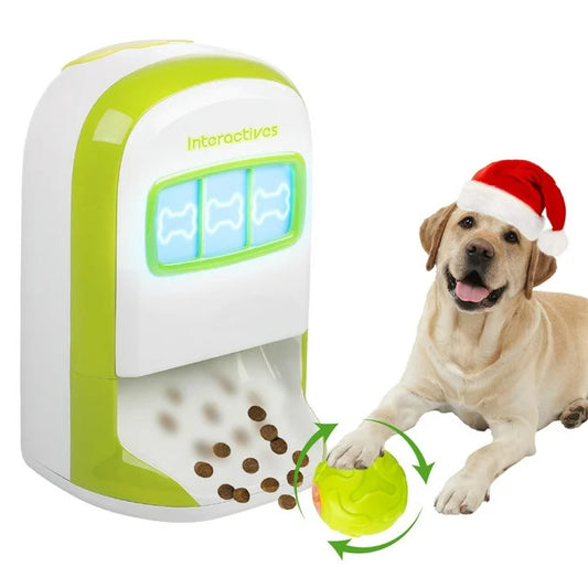 Educational Dog Toy Rolling Tennis Snack Dispenser with 4-Color Recording Feature