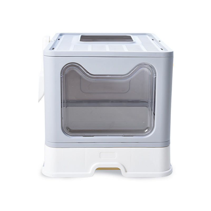 Large Foldable Pet Litter Box with Drawer Top Entry