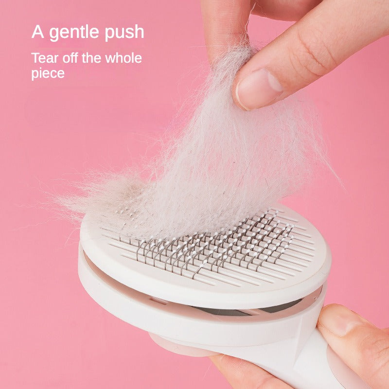 Round hair pet comb cat comb stainless steel needle dog hair removal brush self-cleaning comb