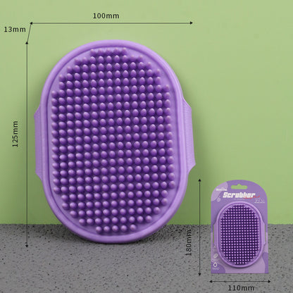 Adjustable Pet Bath Brush Dog Massage Grooming Tool for Wet and Dry Hair Removal Cat Deshedding Brush with Comfort Handle for Bathing Time