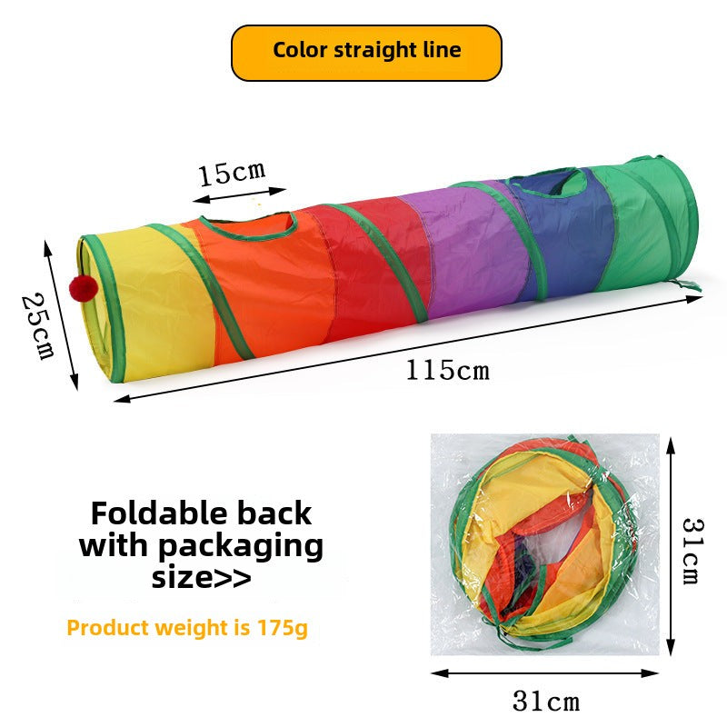 T-Shape Rainbow Cat Tunnel Pet Toy