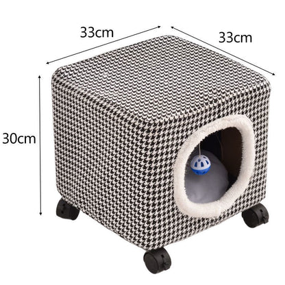 Solid Wood Cat Nest Stool Storage for People and Cats Sharing Cat Supplies Little Kitten House House Four Seasons Warm Cat and Dog Tent