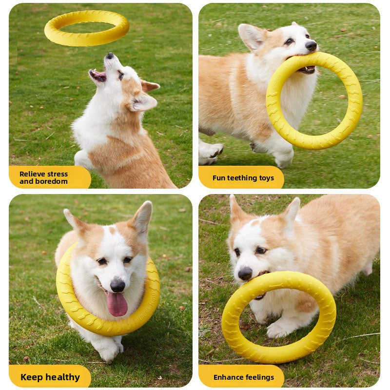 Dog Outdoor Training Energy-Consuming Safe Soft Rubber Interactive Pull Ring Toy