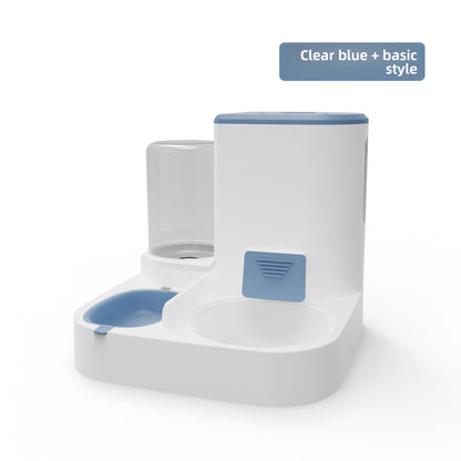 Anti-Tip Cat/Dog Feeder with Large Capacity Automatic Waterer, Ceramic/Stainless Steel Bowls