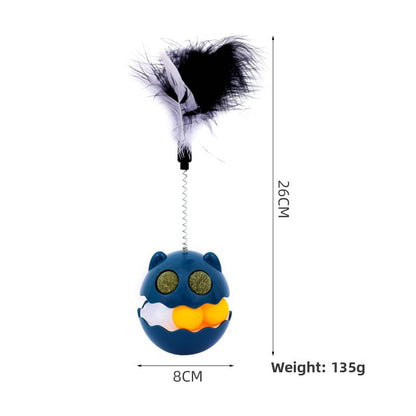 Cat Toy Tumbler with Feather Teaser Automatic Kitten Fun Gadget