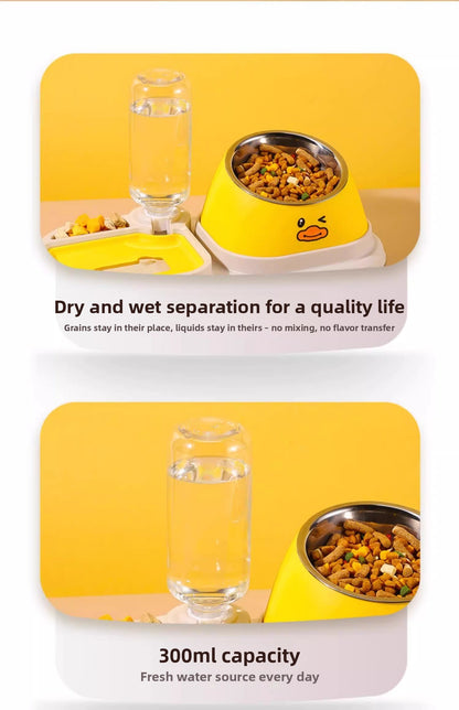 Slanted Mouth Pet Bowl Double Design Automatic Drinking Anti Choke Dog Cat Bowl
