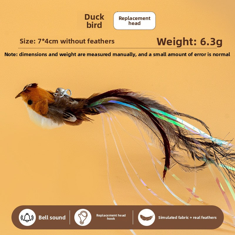 Realistic Bird Feather Bell Replacement Head for Cat Teaser Wand Pet Toy