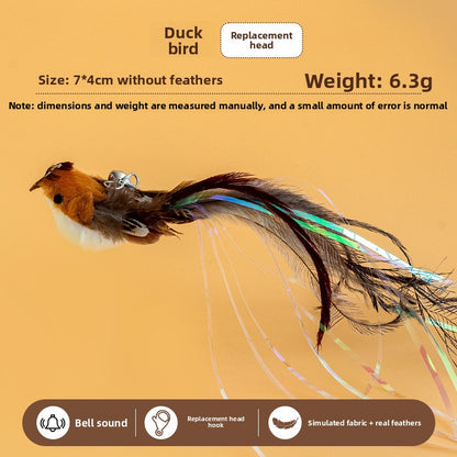 Realistic Bird Feather Bell Replacement Head for Cat Teaser Wand Pet Toy