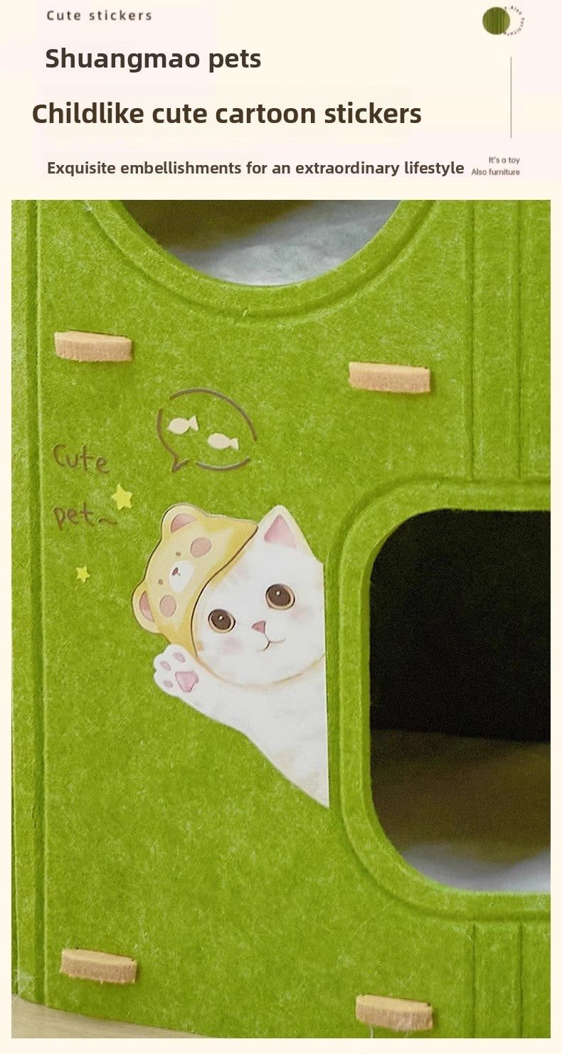 Luxury Multi-layer Pet Cat Tree All-season Design Winter Double-layer Scratching Board Enclosed Cat House