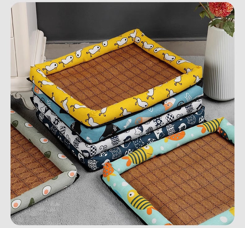Pet Supplies Summer Cooling Mat Nest Rattan Woven Ice Bed for Cats Sleep