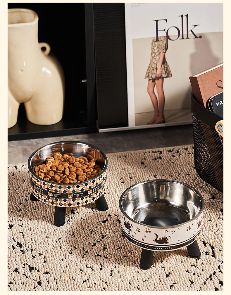 Universal Elevated Pet Food Bowl Cute Design Neck Support Anti Slip Anti Tip Detachable Feeder for Puppies Kittens and Small Pets