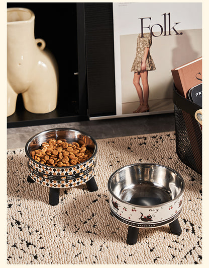Universal Elevated Pet Food Bowl Cute Design Neck Support Anti Slip Anti Tip Detachable Feeder for Puppies Kittens and Small Pets