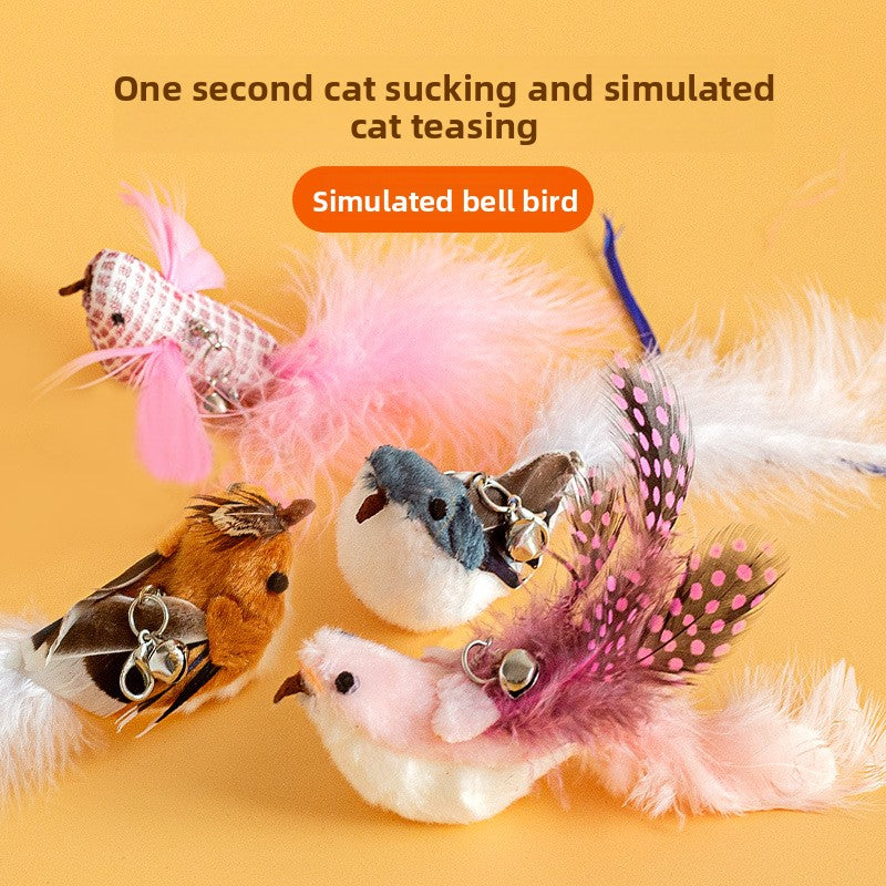 Realistic Bird Feather Bell Replacement Head for Cat Teaser Wand Pet Toy