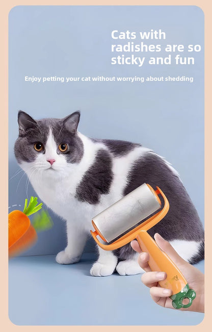 Tearable Carrot Lint Roller Strong Brush for Clothes Pet Hair with Replaceable Paper