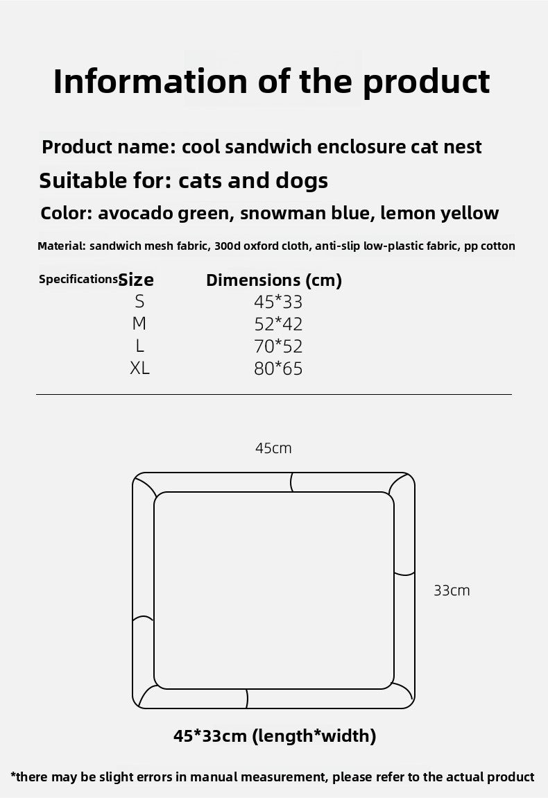 Universal AllSeason Pet Cool Nest Internet Celebrity Bed Mat for Small Medium Dogs Cats