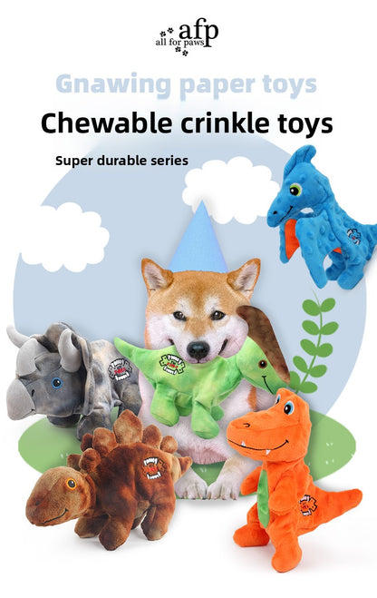 Dog Sound Plush Dinosaur Toy with Crinkle Paper for Durable Chewing