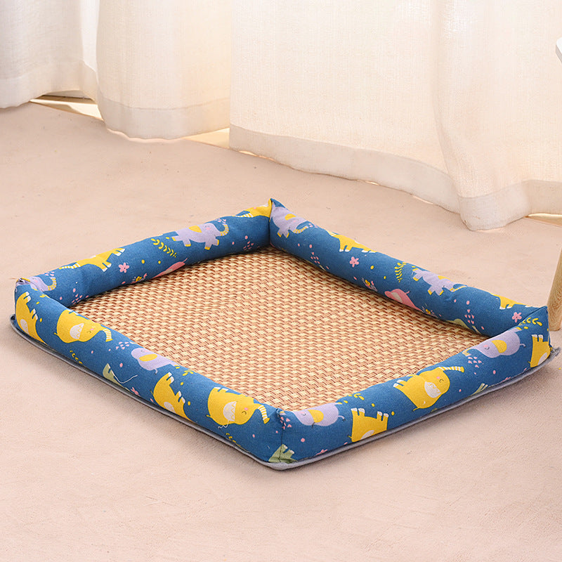 Pet Supplies Summer Cooling Mat Nest Rattan Woven Ice Bed for Cats Sleep