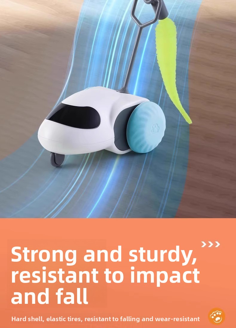 Electric Pet Running Car Feather Teaser Cat Toy for Independent Play