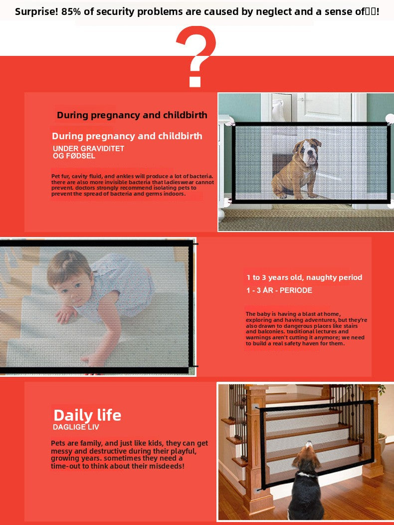 Portable Dog Playpen Large Indoor Outdoor Pet Fence Foldable Isolation Net for Puppy Cat Safety Barrier No Installation Needed